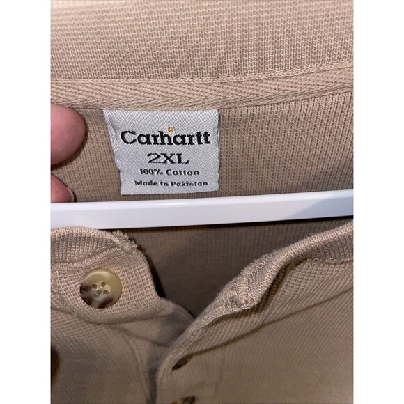 Carhartt Men’s Work Shirt Size 2XL Beige Rugged Workwear Outdoors Stain - Picture 2 of 13